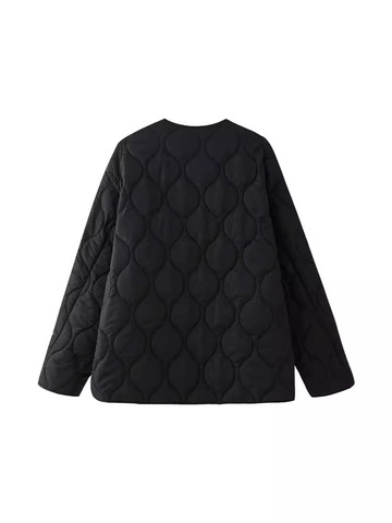 Veste Rembourrée Matelassée Oignon Décontractée pour Femmes Avec Fermeture à Nœud Col Rond Légère Manches Longues