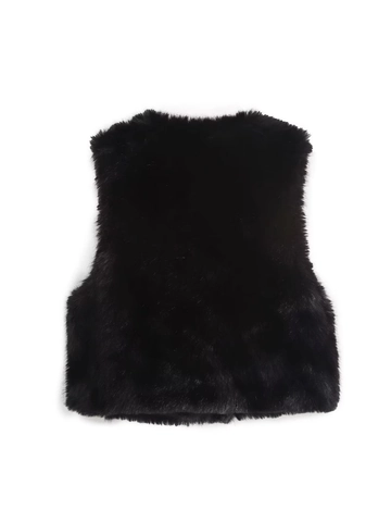 Gilet Casual in Pelliccia Sintetica da Donna Girocollo Senza Maniche Caldo Tinta Unita Streetwear Autunno Inverno