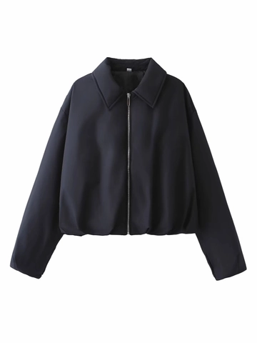 Chaqueta Acolchada Ligera Casual para Mujer Cuello Vuelto Ajuste Holgado Cremallera Abrigo Corto Acolchado Otoño Invierno Color Sólido