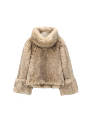 Veste Pullover en Fausse Fourrure pour Femmes Col Montant Coupe Ample Manches Longues Sweat Doux Chaud Casual Streetwear Vêtements