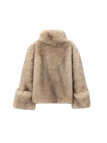 Veste Pullover en Fausse Fourrure pour Femmes Col Montant Coupe Ample Manches Longues Sweat Doux Chaud Casual Streetwear Vêtements