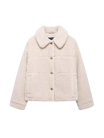 Women Casual Sherpa Fleece Jacket Single Breasted Lapel Teddy Coat Long Sleeve Warm Outwear With Pockets Fashion Streetwear