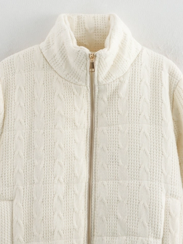 Veste Matelassée Torsadée Décontractée pour Femmes Mode Col Montant Patchwork Manches Longues Zippée Manteau Chaud Automne Hiver