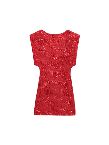 Vestido Mini de Lentejuelas Sexy con Espalda Descubierta Hombreras Sin Mangas para Mujer Fiesta Club Nocturno Y2K Street Style Brillante Ajustado Vestido Corto