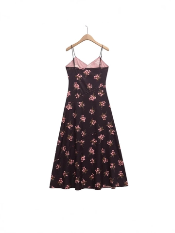 Dames Sexy Open Rug Bloemen Slipjurk Franse Stijl Slim Fit V-hals Verstelbare Bandjes Maxi Lange Jurk Zomer Strand Feest