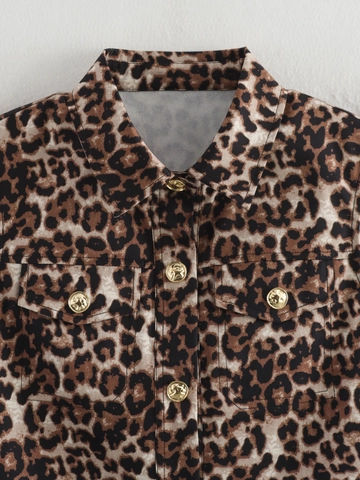 Damen Vintage Leopard Muster Ärmellos Weste Einreihig Goldene Knöpfe Revers Mode Streetwear Weste Top