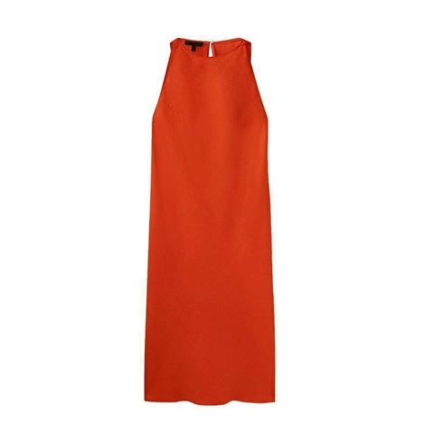 Vestido Largo Sin Mangas Cuello Halter para Mujer Mezcla de Rayón y Lino Abertura Lateral Casual Vacaciones Fiesta Color Sólido