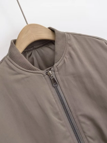 Chaqueta Bomber para Mujer Y2K Color Sólido Suelta Cuello Alto Borde Acanalado Cremallera Ropa de Abrigo Casual Abrigo Con Bolsillos