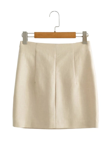 Damen Y2K Perlen Blume Strass A-Linie Minirock Vintage Hohe Taille Beige Polyester Party Kurzrock