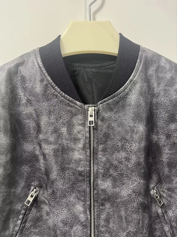 Dames Y2K Vintage Verweerd PU-leer Bomberjack Staande Kraag Rits Kort Bikerjack Retro Streetwear Bovenkleding
