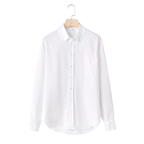 Damen Y2K Mode Langarm Hemd Casual Button Down Bluse Oversize Gestreift Weiß Revers Top Für Herbst Winter Streetwear
