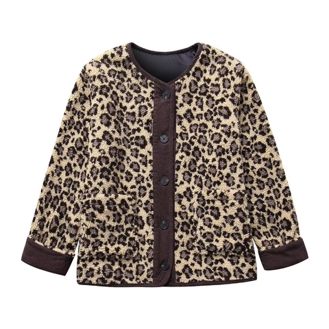 Γυναικεία Ζακέτα Sherpa Fleece με Λεοπάρ Σχέδιο Y2K Λαιμόκοψη V Κουμπιά Κοτλέ Σύνδεση Χαλαρή Εξωτερική Ένδυση Φθινόπωρο Χειμώνας Ζεστό Παλτό
