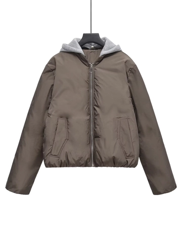 Veste Rembourrée d'Hiver Y2K pour Femmes Avec Capuche Amovible Patchwork Polyester Coton Chaud Streetwear Manteau Décontracté