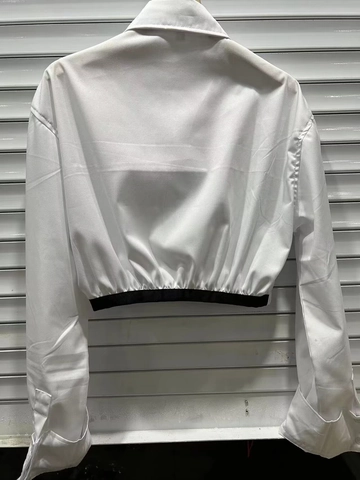 Camisa Corta de Manga Larga para Mujer Poliéster Dobladillo Elástico Solapa Abotonadura Sencilla Moda Callejera Color Sólido Blusa Casual