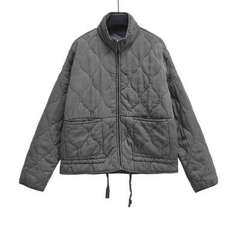 Damen Street Fashion Lockere Steppjacke Stehkragen Reißverschluss Warme Winter Wattierte Jacke Mit Taschen Kordelzug Saum Oberbekleidung