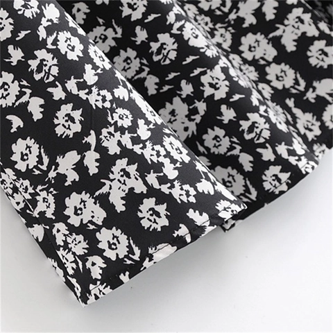 Gonna Midi a Trapezio a Vita Alta da Donna Stampa Floreale Nero Bianco Motivo a Fiori Streetwear Casual Ampia Gonna a Ruota