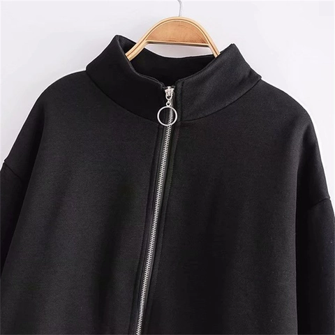 Women Casual Stand Collar Zip Up Sweatshirt Striped Long Sleeve Fleece Lined Loose Cardigan Outerwear Sweatshirt