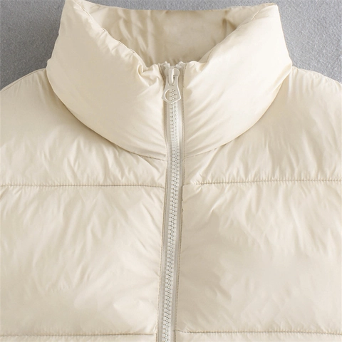 Women Casual Quilted Puffer Vest Stand Collar Zipper Sleeveless Padded Waistcoat Solid Color Short Warm Outwear With Drawstring Hem