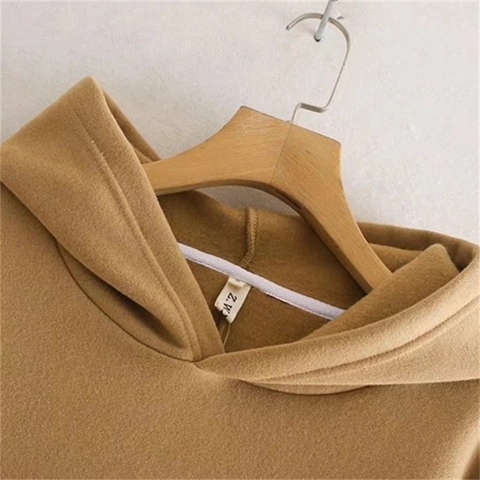 Sudadera con Capucha Casual para Mujer Forro de Felpa Engrosado Color Sólido Jersey Holgado con Mangas Plisadas Top de Moda