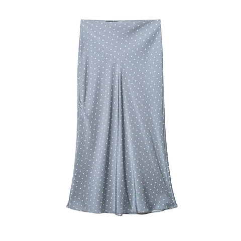 Gonna Midi da Donna Elegante a Pois con Consistenza Satinata Vita Alta Casual Minimale Gonna a Tubino Streetwear Moda