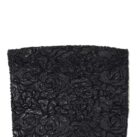 Damen Sexy Schwarz Pailletten Tube Top 3D Rose Stickerei Trägerlos Slim Fit Cropped Party Clubwear Top