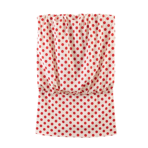 Abito Mini da Donna Sexy con Pois Rossi Top a Tubo Spalle Scoperte Smock Aderente Prendisole per Feste in Spiaggia Estive