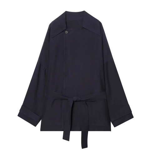 Women Elegant Blazer And Wide Leg Pants Two Piece Set Minimalist Solid Color Belted Lapel Jacket Commuter Outfit