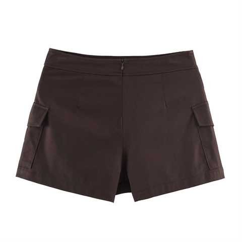 Women's Fashion Cargo Skort High Waist Wrap Mini Skirt Shorts With Pockets Solid Color Casual Streetwear Spring Autumn Bottoms