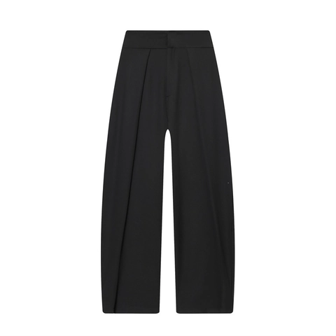 Pantaloni a Palloncino a Gamba Larga a Vita Alta da Donna Casual a Pieghe in Poliestere Tinta Unita Streetwear Moda Autunnale