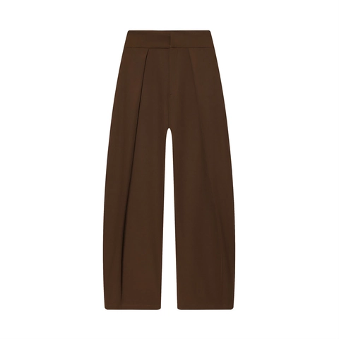 Pantaloni a Palloncino a Gamba Larga a Vita Alta da Donna Casual a Pieghe in Poliestere Tinta Unita Streetwear Moda Autunnale