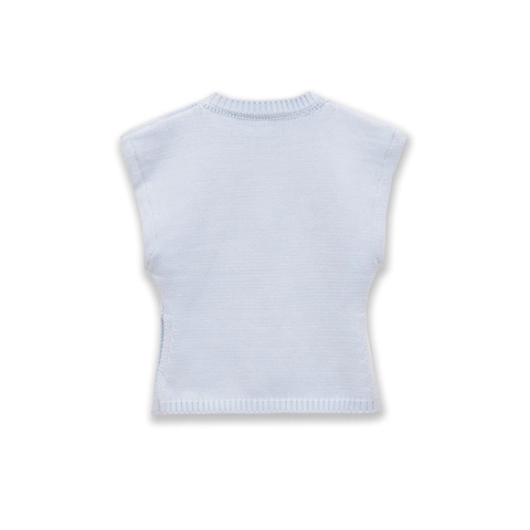 Gilet in Maglia da Donna Casual Celeste Girocollo Senza Maniche Top Design a Costine Elegante Muscle Tee Estiva