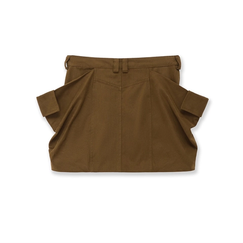 Gonna Cargo a Vita Alta da Donna Mini Gonna in Poliestere Marrone Tinta Unita Con Grandi Tasche Streetwear Casual