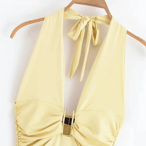 Abito Midi da Donna Increspato con Scollo all'Americana Sexy Profondo Scollo a V Aderente Aspetto Satinato Vestito da Sera Festa Matrimonio