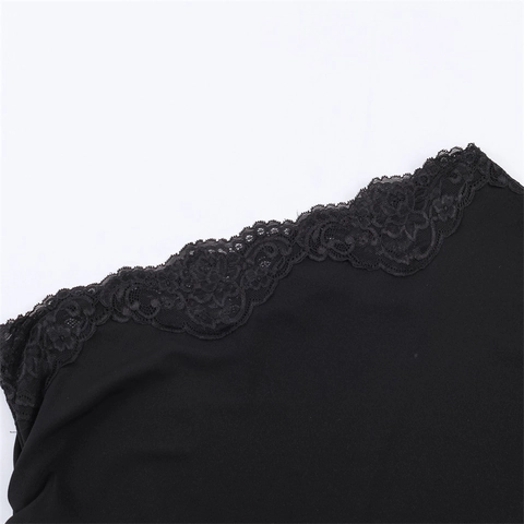 Women Sexy One Shoulder Black Lace Trim Cut Out Midi Dress Irregular Hem Ruched Knitted Bodycon Party Clubwear Dresses