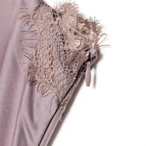 Abito Maxi in Raso Patchwork di Pizzo Elegante Francese Donna Senza Maniche Spalline Sottili Scollo a V Sexy Slim Abito da Sera