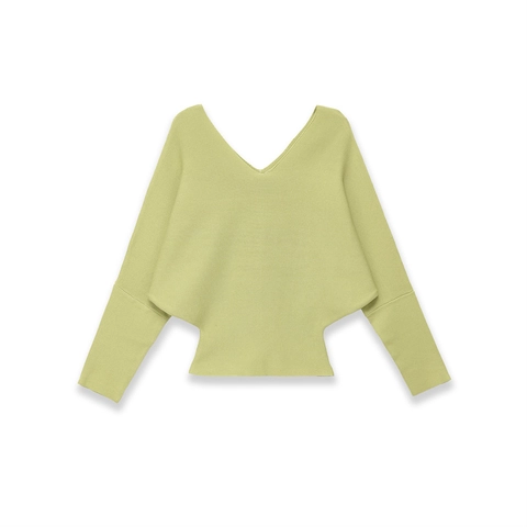 Damen V-Ausschnitt Fledermausärmel Strickpullover Lockerer Einfarbiger Pullover Eleganter Pendler Langarm Top Für Frühling Herbst