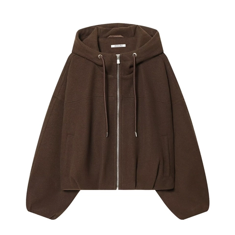 Women Casual Hooded Jacket Oversized Zip Up Hoodie Long Sleeve Solid Color Pocket Coat Autumn Winter Outerwear