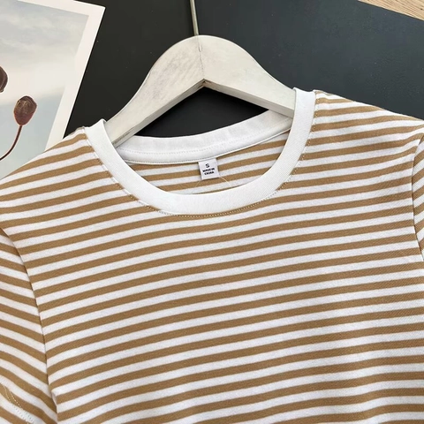 Γυναικείο Καλοκαιρινό Casual T-Shirt Στρογγυλή Λαιμόκοψη Κοντό Μανίκι Στενή Γραμμή Ριγέ Μονόχρωμο Πλεκτό Top