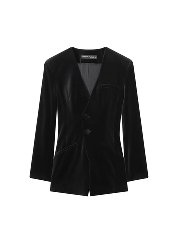 Dames Mode Fluwelen Blazer Romper Jumpsuit Double-breasted V-hals Lange Mouwen Korte Playsuit Effen Kleur Herfst