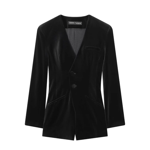 Dames Mode Fluwelen Blazer Romper Jumpsuit Double-breasted V-hals Lange Mouwen Korte Playsuit Effen Kleur Herfst