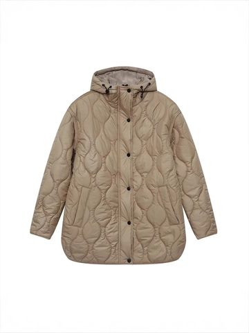 Veste Matelassée à Capuche pour Femme Mi-Longue Manteau Rembourré Léger pour Automne Hiver Imperméable Couleur Unie