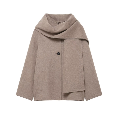 Damen Casual Lockerer Schalkragen Wollmischung Jacke Einreihig Einfarbig Langarm Tasche Winter Oberbekleidung Mantel