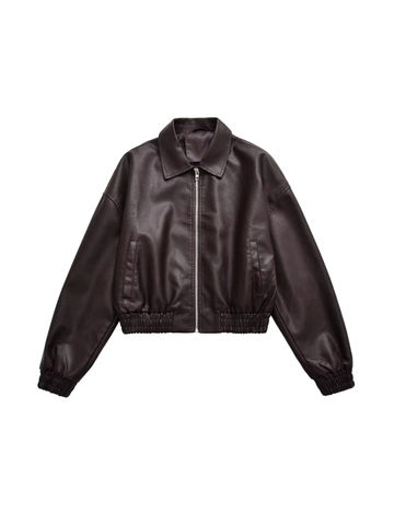 Damen Street Retro PU Lederjacke Lockere Passform Revers Motorrad Bikerjacke Reißverschluss Outfits Langarm Oberbekleidung