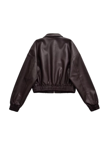 Damen Street Retro PU Lederjacke Lockere Passform Revers Motorrad Bikerjacke Reißverschluss Outfits Langarm Oberbekleidung