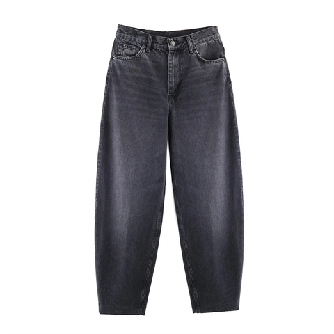 Damen High Waist Barrel Denim Jeans Retro Gewaschen Locker Sitzende Konische Denim Hose Mode Lässig Gerade Bein Hose