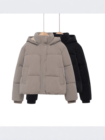 Chaqueta Acolchada Corta Casual para Mujer Con Capucha Cortavientos de Poliéster Algodón Abrigo para Invierno Ropa de Abrigo Cálida Top Suelto