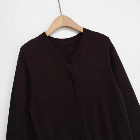 Cárdigan de Punto Casual para Mujer Cuello Redondo Abotonado Manga Larga Color Sólido Streetwear Moda Urbana Jersey Top