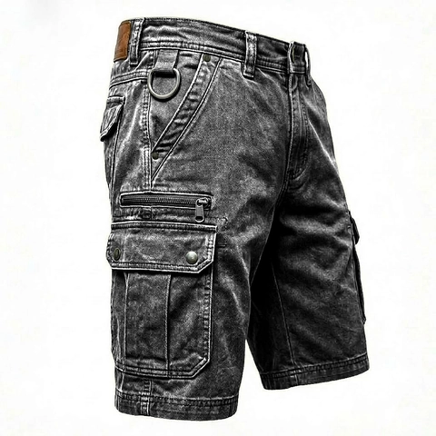 Men's Casual Denim Cargo Shorts Multi Pocket Washed Cotton Loose Fit Streetwear Vintage Summer Outdoor Shorts