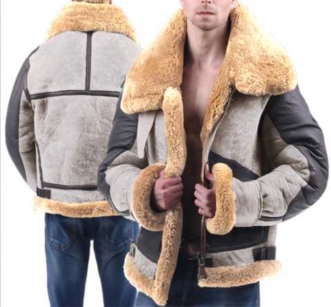 Giacca Bomber B3 da Uomo in Finta Scamosciata Foderata in Sherpa Cappotto Invernale Pesante Caldo Giacca da Pilota Moto