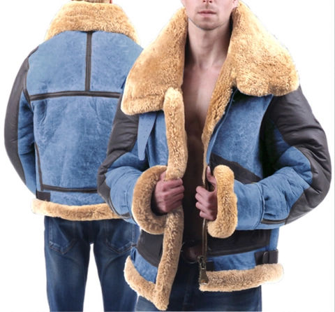 Giacca Bomber B3 da Uomo in Finta Scamosciata Foderata in Sherpa Cappotto Invernale Pesante Caldo Giacca da Pilota Moto